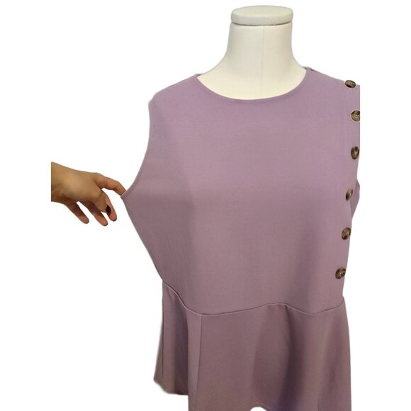 Womens Lilac Purple Sleeves Top Peplum Button Plus Size Cute Pastel Girly - Picture 4 of 8